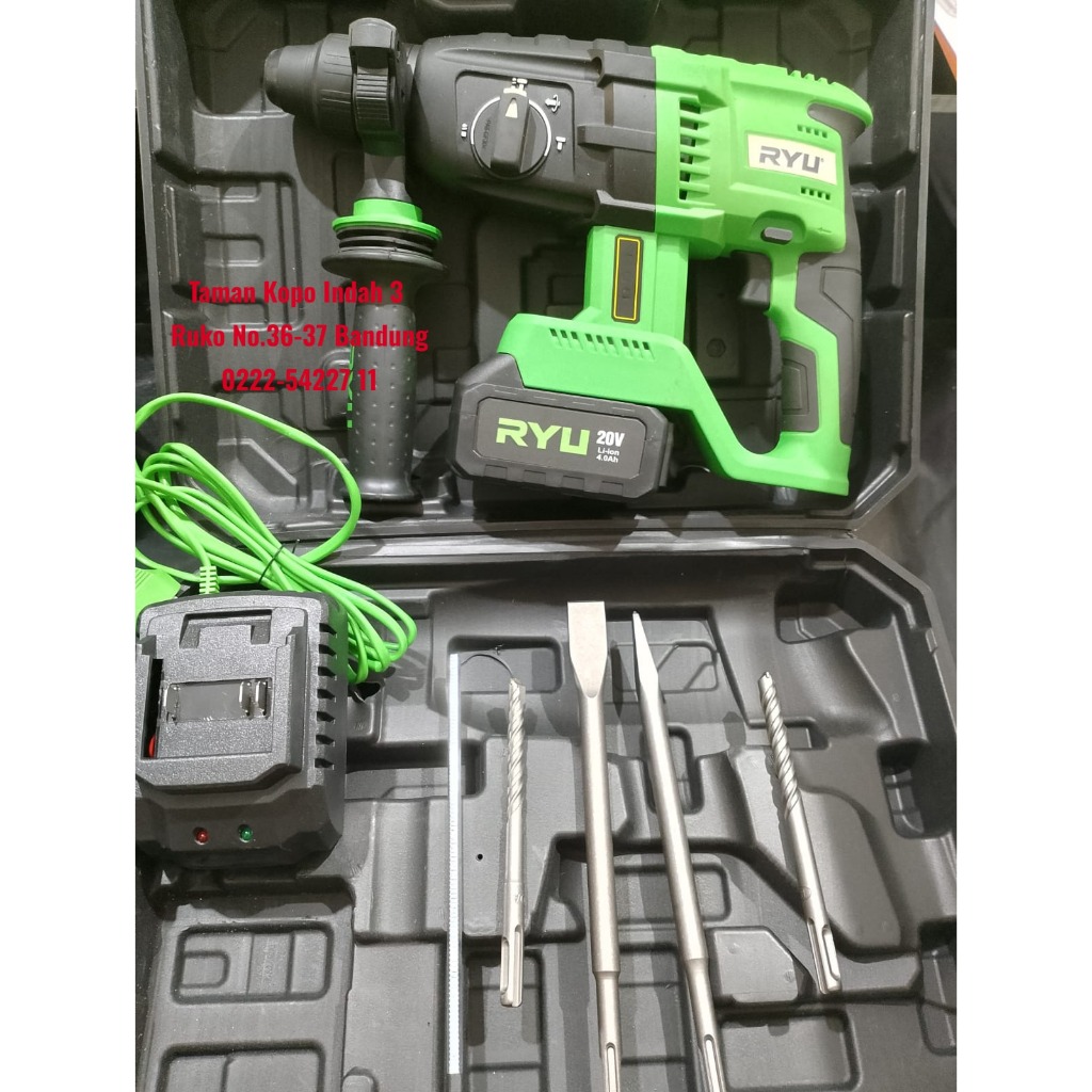 RYU RCRH26 Cordless Rotary Hammer 26mm Bor Battery Mesin Bor Tembok Mode Cordless Rotary Hammer