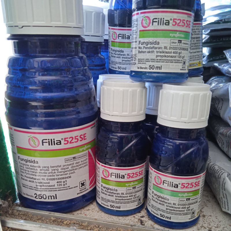 fungisida sistemik FILLIA 525 SE SYNGENTA kemasan 50 ml dan 250 ml untuk potong leher/blas pada padi