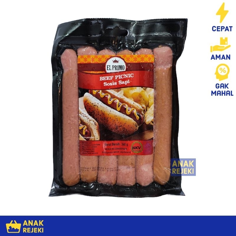 

El Primo Sosis Sapi Beef Picnic Sausage 360gr - Premium Hotdog Elprimo