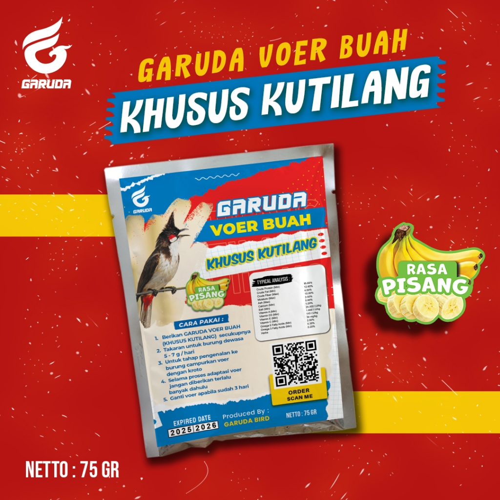 VOER KHUSUS BURUNG PEMAKAN BUAH | KUTILANG | VOER HARIAN | VOER NUTRISI KOMPLIT  | GARUDA VOER KHUSU