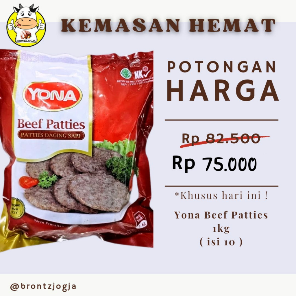 

YONA BEEF PATTIES 1KG-FROZEN FOOD-BRONTZ JOGJA