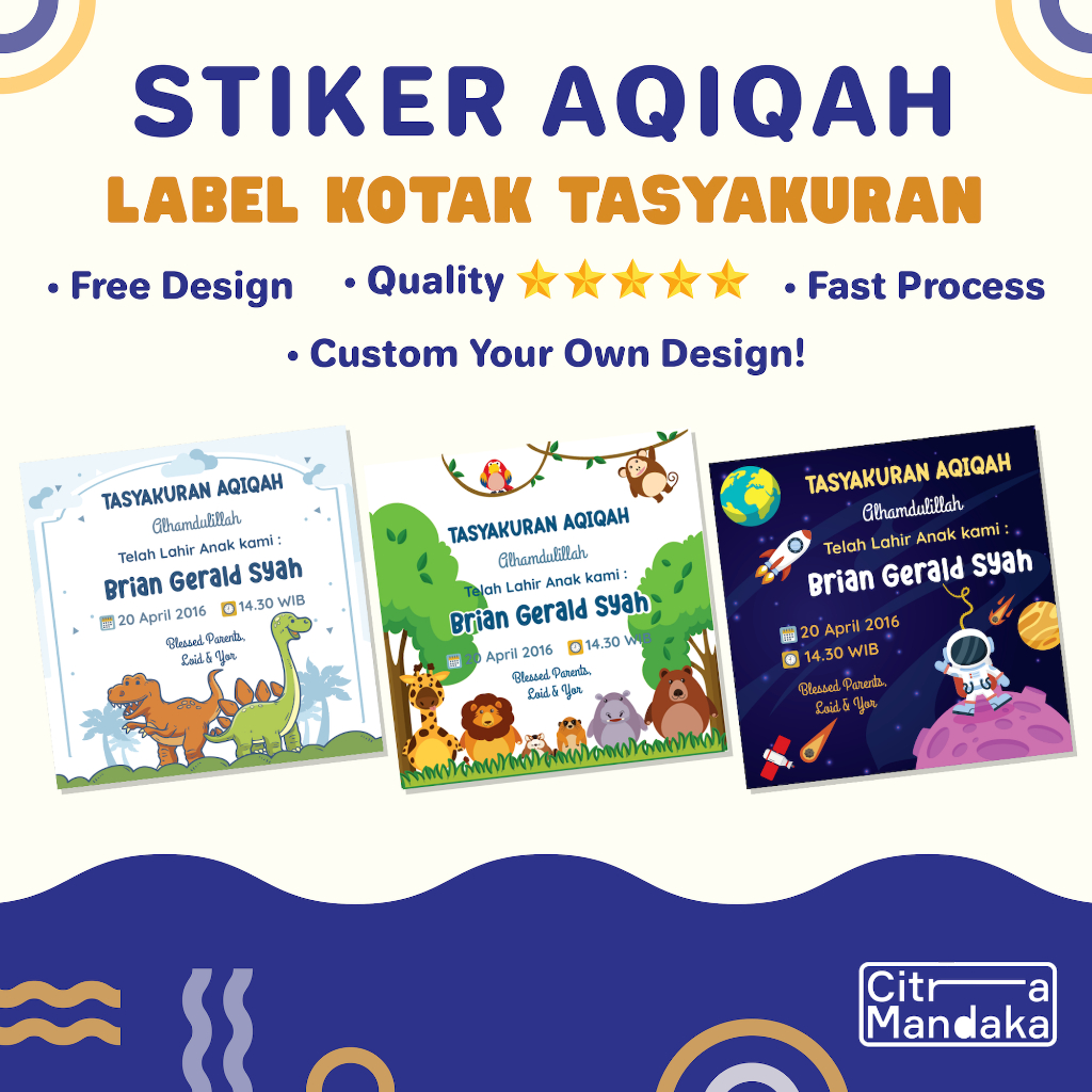 

Cetak Stiker Anti Air Tasyakuran Aqiqah Kelahiran Bayi Custom | Tasyakuran Aqiqah Sticker Free Design