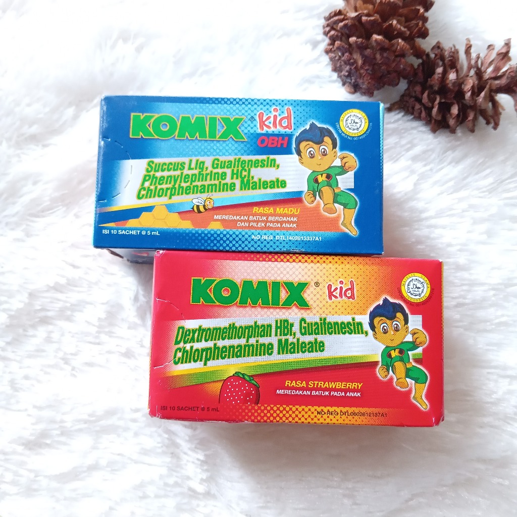 KOMIX | KOMIX KID 5ML | KOMIX KID OBH 5ML | BATUK ANAK | BATUK PILEK ANAK | RASA MADU STRAWBERRY | O