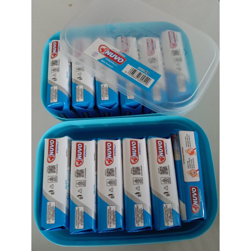 Sabun Nuvo Bersoap isi 6×72g free tepak makan Nuvo familiy sabun mandi