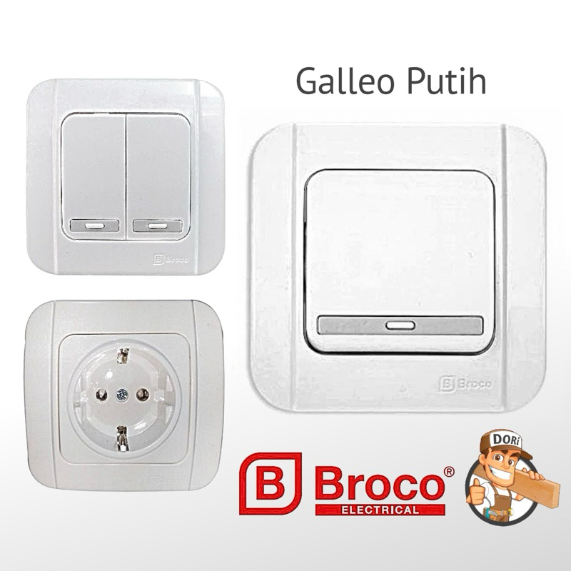 GALLEO Saklar Dinding Stop Kontak Saklar 1 saklar seri Listrik BROCO PILIH