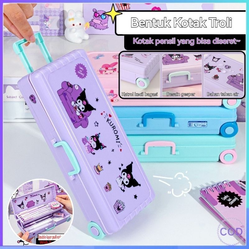

【COD】Sanrio Sticker Anime Kartun Pensil Kasus Troli Kotak Alat Tulis DIY Kotak Alat Tulis Bentuk Bagasi Kreatif Portabel Kapasitas Besar Lapisan Ganda Kotak Pensil