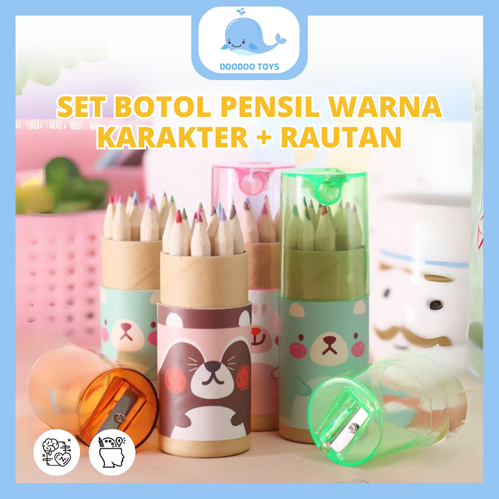 

Set Botol Pensil Warna Karakter + Rautan 12 Warna - Pensil Warna Dan Peraut Pensil Warna Set