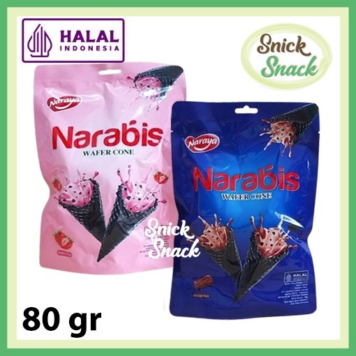 

Narabis Wafer Cone Coklat Stroberi 80 gr Bentuk Ice Cream Cone