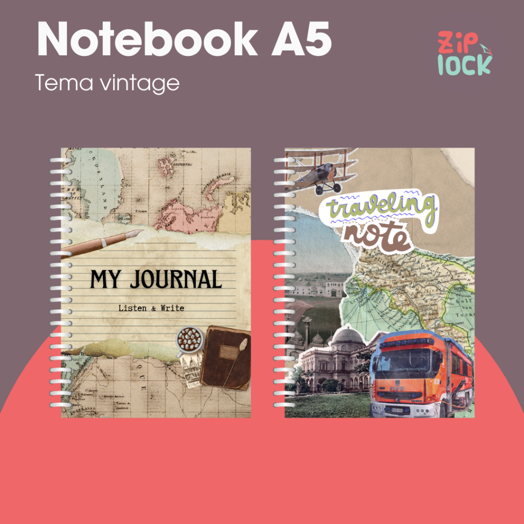 

[Notebook A5 80 lembar] Buku Diary Tema Vintage Jurnal Catatan Buku Tulis Buku Saku Sekolah Stationary