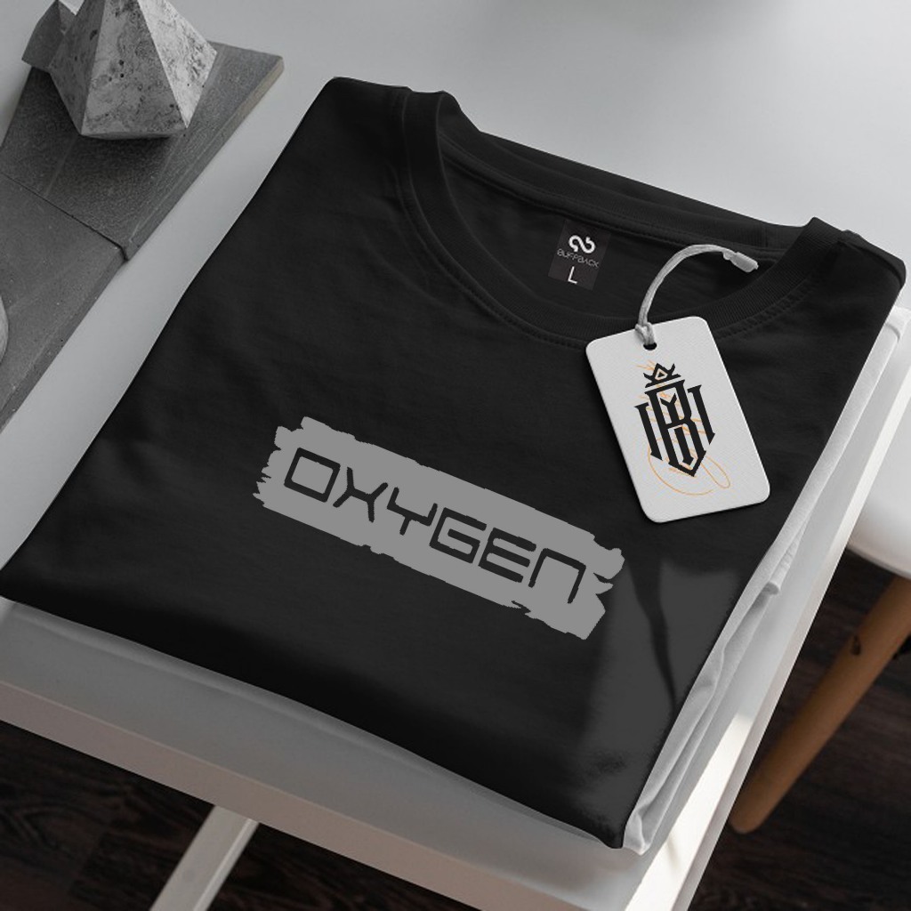 COD  Baju Kaos Distro Oxigen Blok Text Silver Premium Quality Kaos Cotton Combed 30s Lengan Pendek T