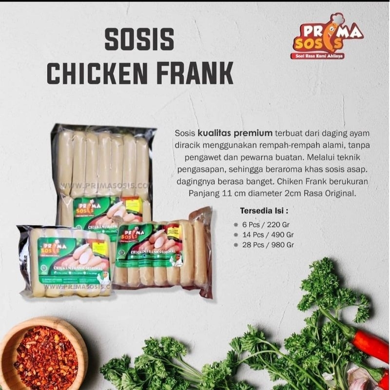 

Sosis Ayam Premium homemade sosis asap (chickenfrank) isi 14 pcs