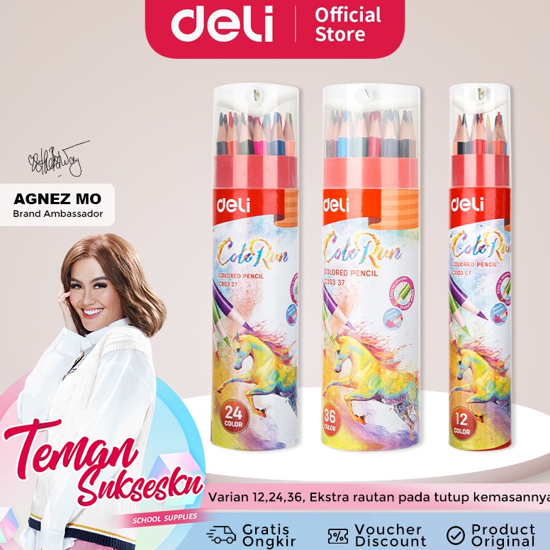 

KODE Q1C Deli Pensil Warna 36 Warna dengan Rautan Pensil pada box untuk penajaman yang aman EC337