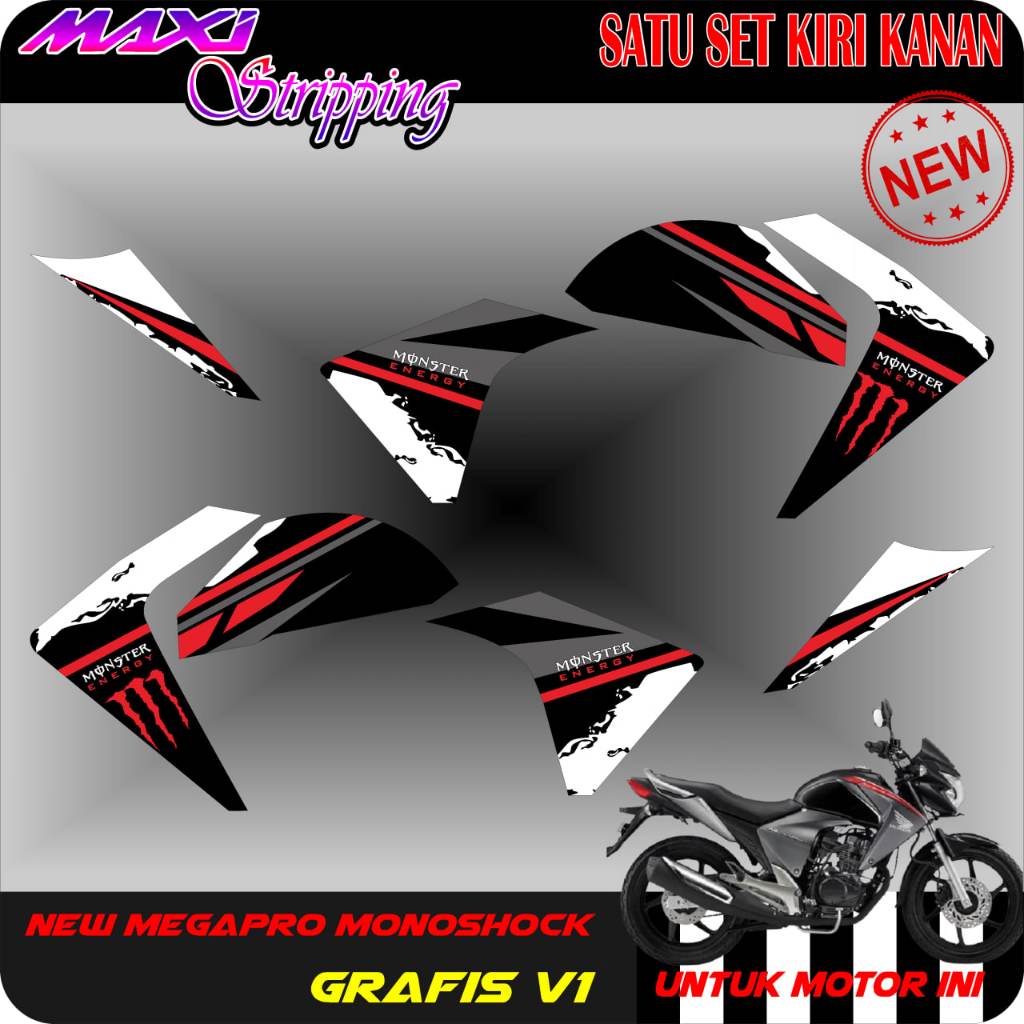 Stiker striping Honda New Megapro monoshock Grafis v1