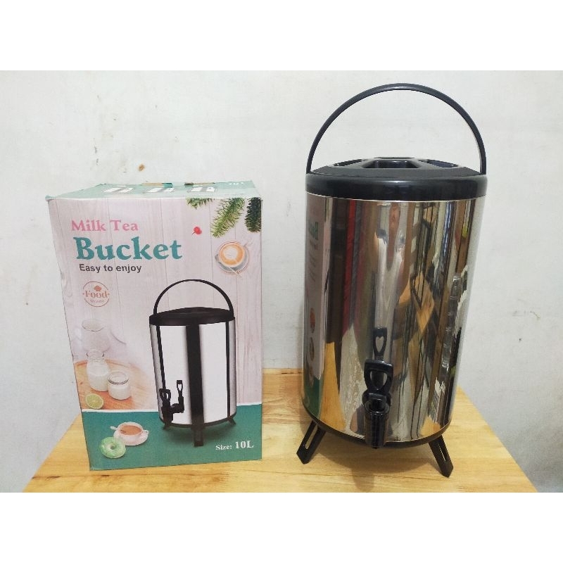Water Jug Stainless Steel 10Liter / Milk Bucket Stainless Steel 10L / Termos Air Panas 10Liter Kran 