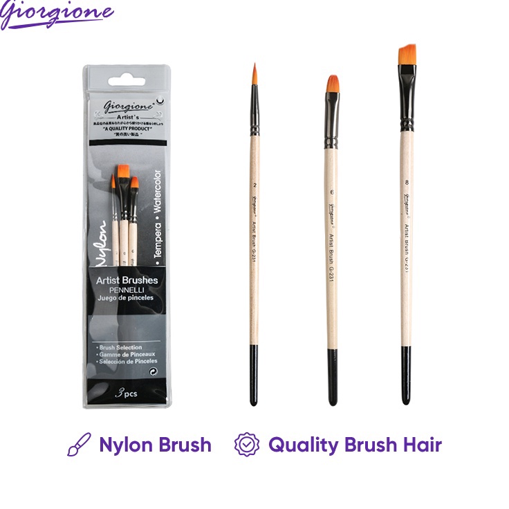 

Super Stok Giorgione Kuas Lukis Oil Paint Brush Set 3 Pcs Nylon
