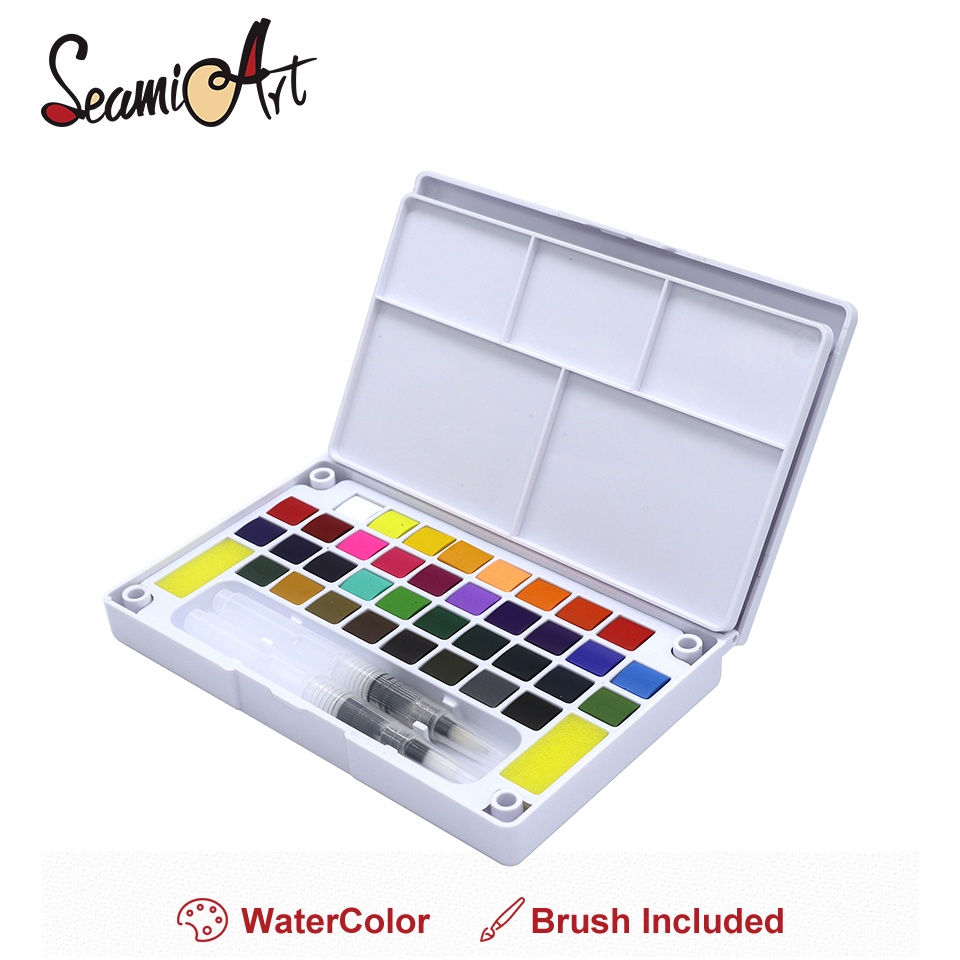 

KODE J8Y4 SeamiArt 12 18 24 36color Solid Watercolor Paint Gift Set Free Paint Brush Cat Air Padat Warna Terang Dengan Kuas Air Otomatis