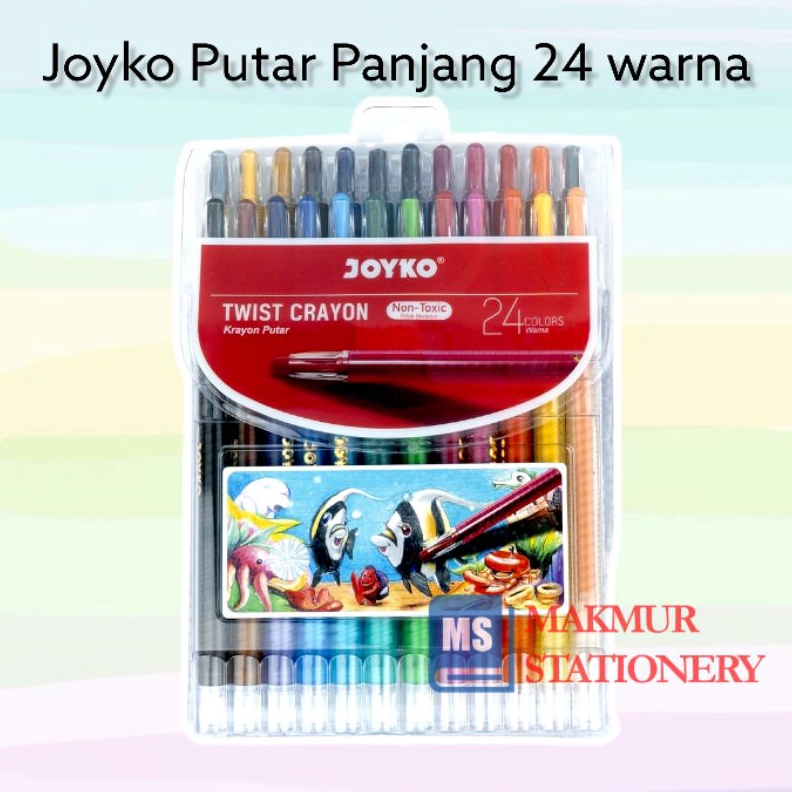 

KODE V3W8 Crayon Putar Twist Crayon Joyko Panjang 24 Warna TWCR24S