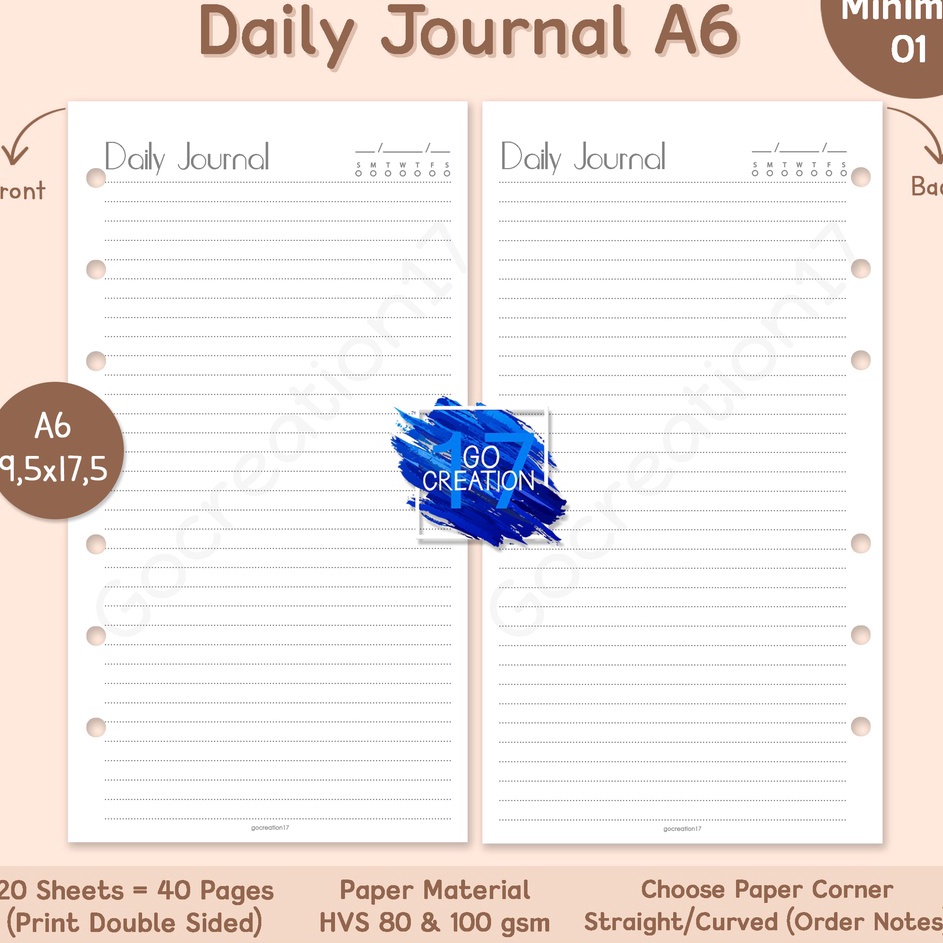 

Promo Termurah Buku Planner Refill Kertas Isi Binder Daily Journal Harian Simple Minimalis 6 ring a6