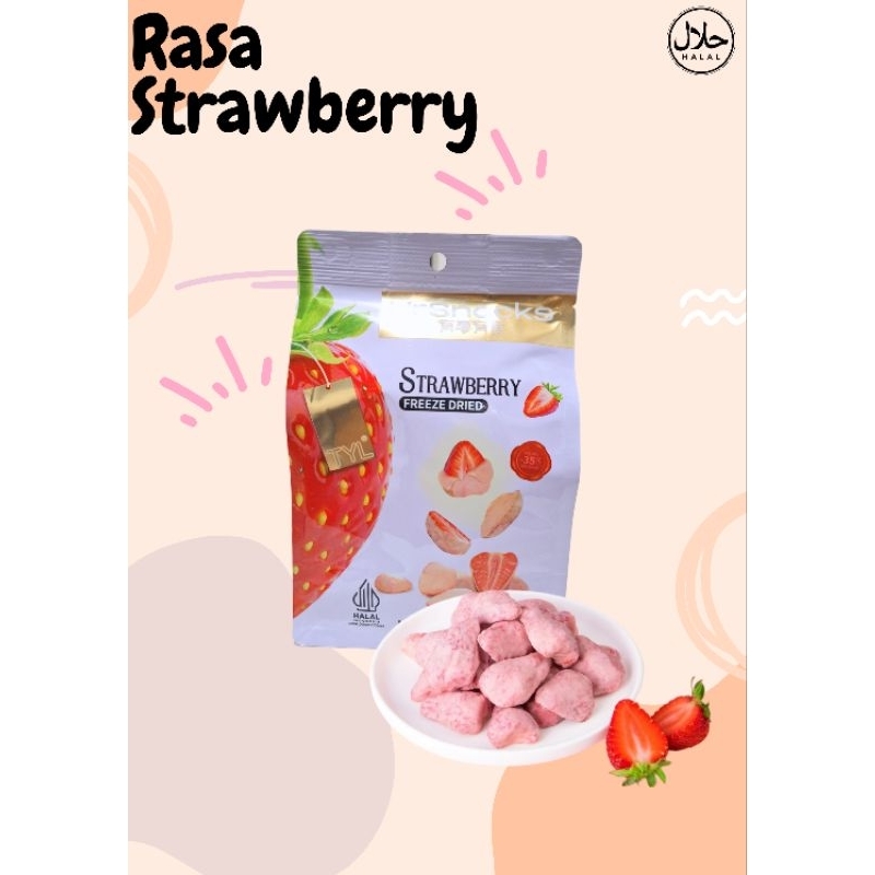 

TYL URSNACK-FREEZE DRIED STRAWBERRY Snack Buah Kering Cemilan HALAL & Sudah Berizin BPOM