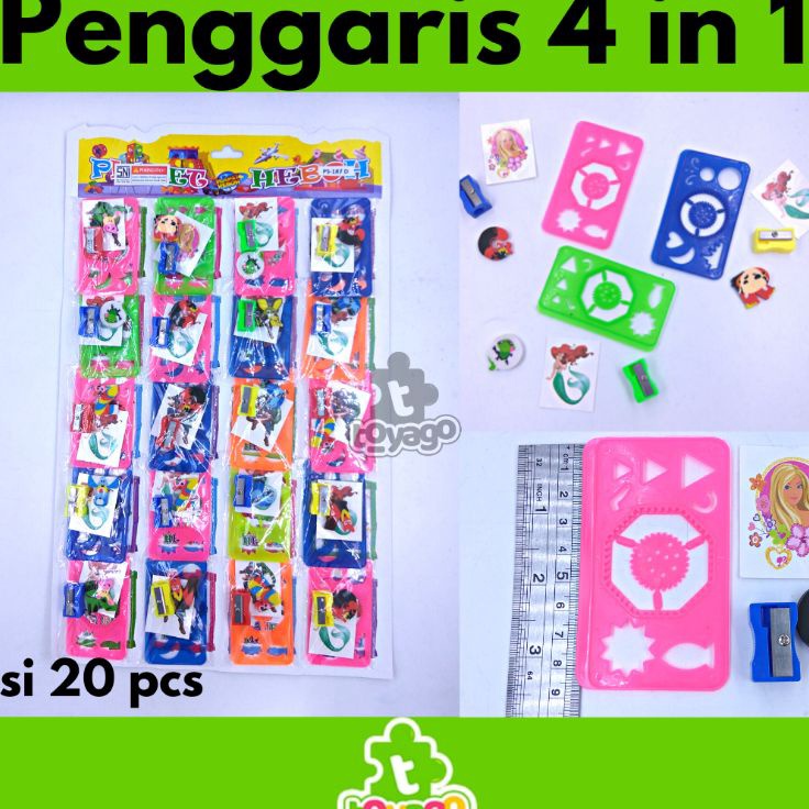 

Baru Datang Penggaris Set 4 in 1 Penggaris Set Lembaran isi 2 Pcs Grosir Murah penggaris 4 in 1 layar 2 toyago toys