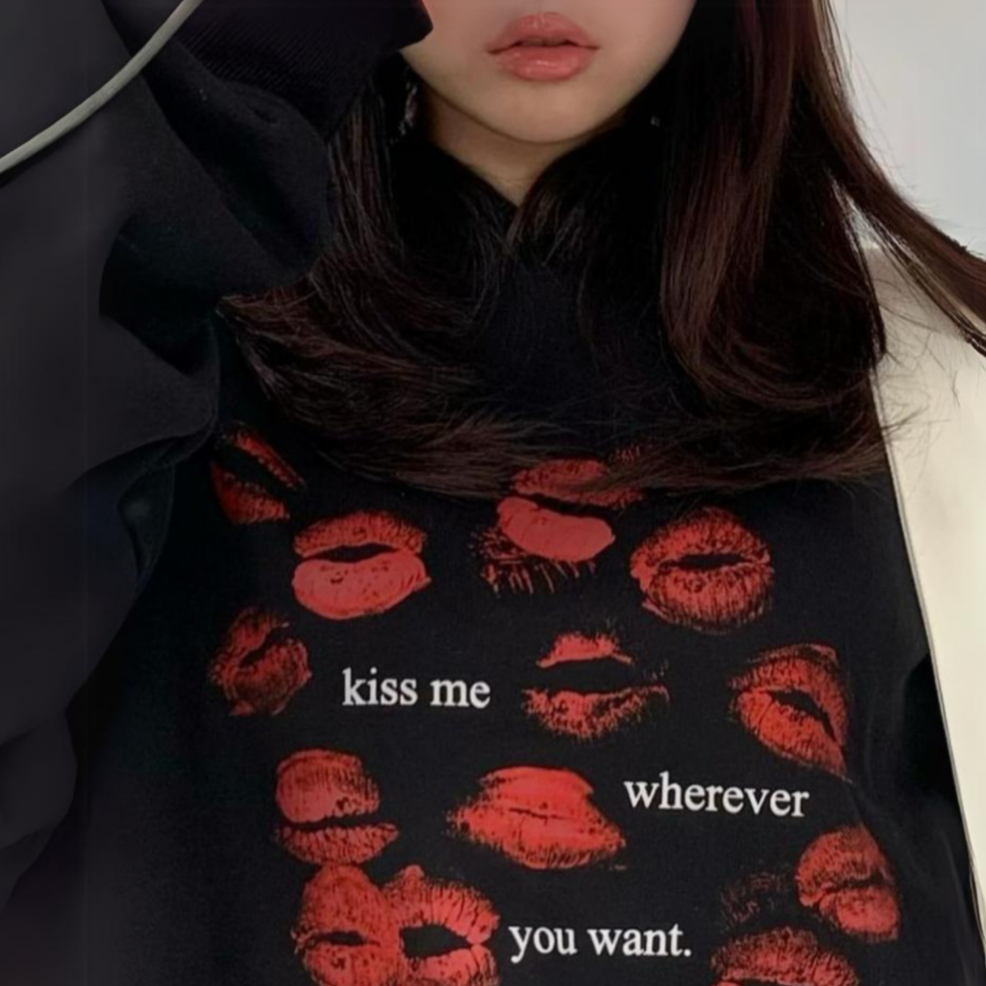 Hoodie Kiss Me Black telepati.che Limited Edition & Telepati.che 100% Kisses Hoodie