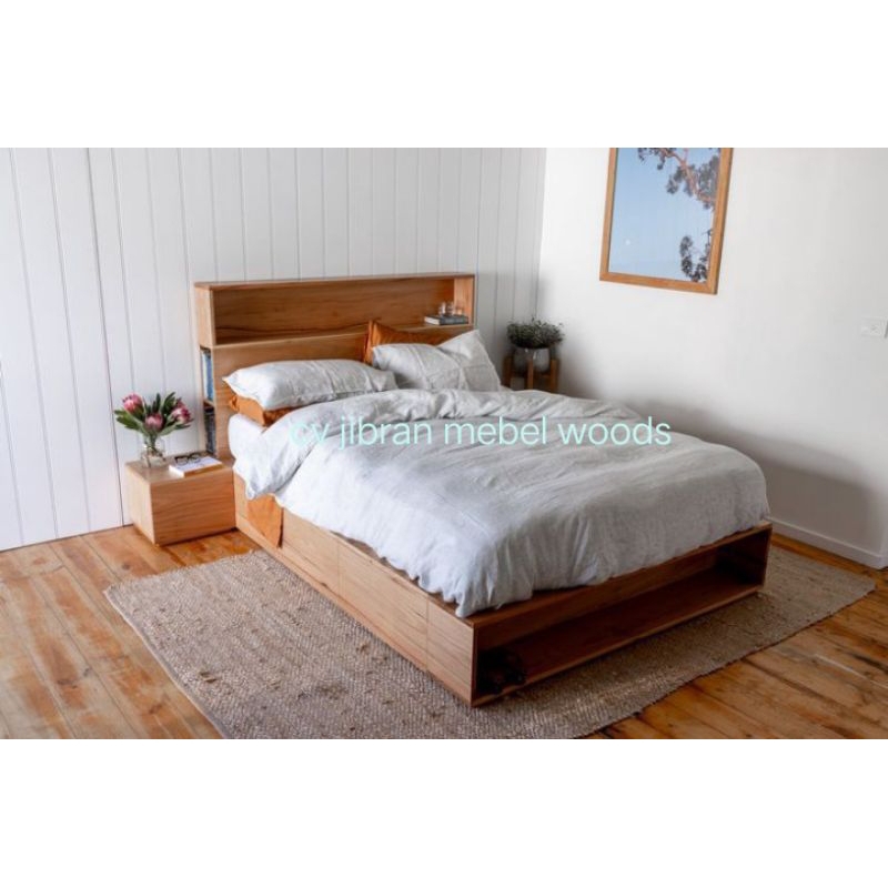 divan minimalis kayu mahoni solid 160x200