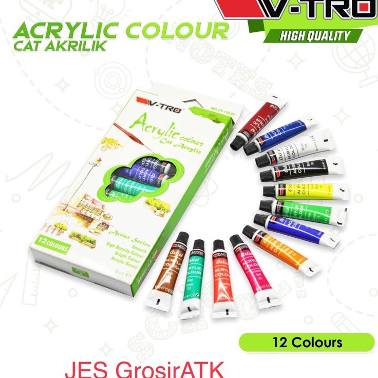 

Grosir Unik Cat Akrilik VTro 12 Warna Acrylic Colour set