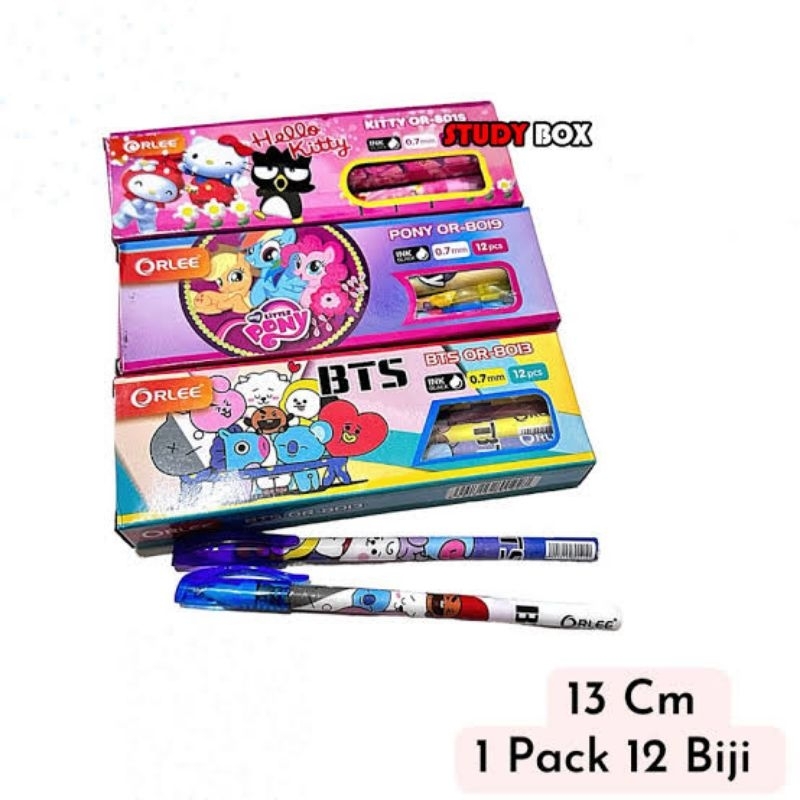 

Orlee Pulpen Ulir 0,5mm BTS Pony Hello Kitty Isi 12 Pcs