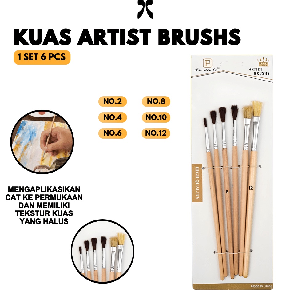 

Penjualan Khusus SALE Kuas Cat Air Polos Cat Minyak Cat Akrilik Brush ISI 6 KUAS