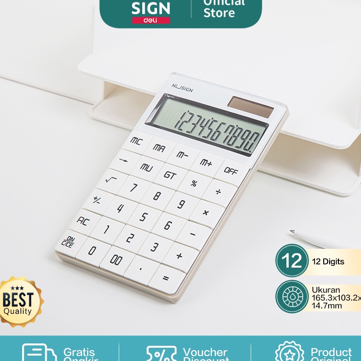 

Super Gaya Deli Nusign Calculator Kalkulator 12 Digit LCD Besar NS41