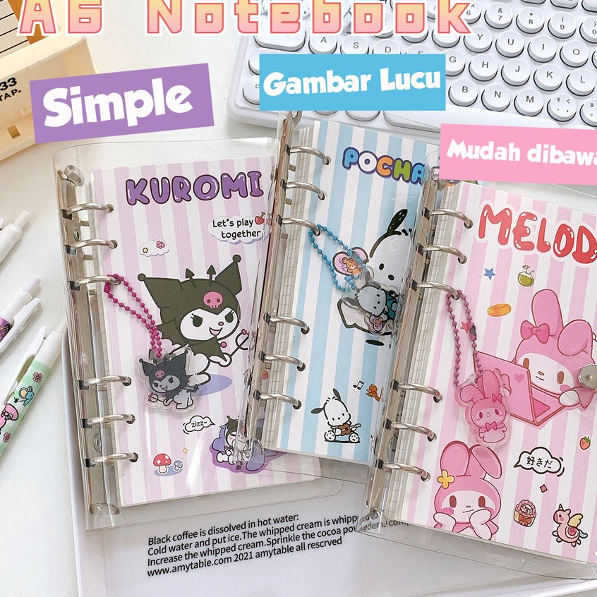 

Promo Gembira Cute Sanrio Buku binder A6 1 Halaman Binder A6 ring Notebook buku catatan lucu journaling