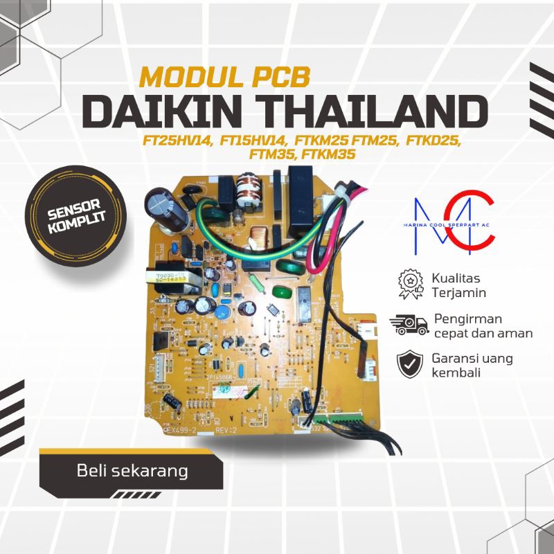 Modul PCB Daikin Thailand Type FT25HV14, FT15HV14, FTKM25, FTM25, FTKD25, FTM35, FTKM35 - Original