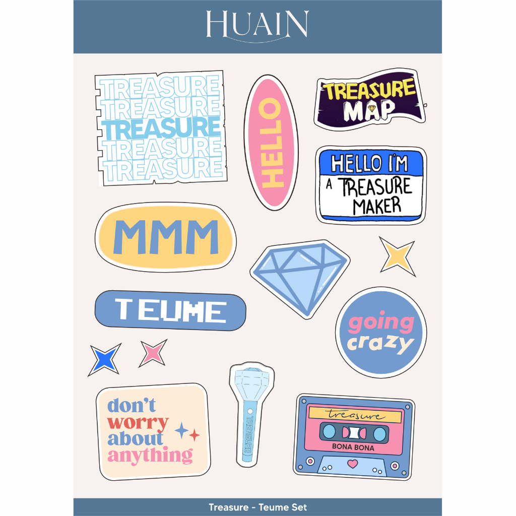 

[KISS CUT] Sticker TREASURE (Boy, Hello, Bona Bona, Jikjin, Darari) Teume Relay Tour Reboot Freebies