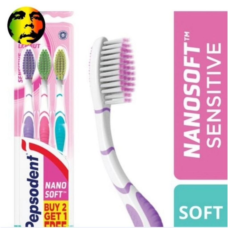 Pepsodent sikat gigi nano soft sensitive isi 3