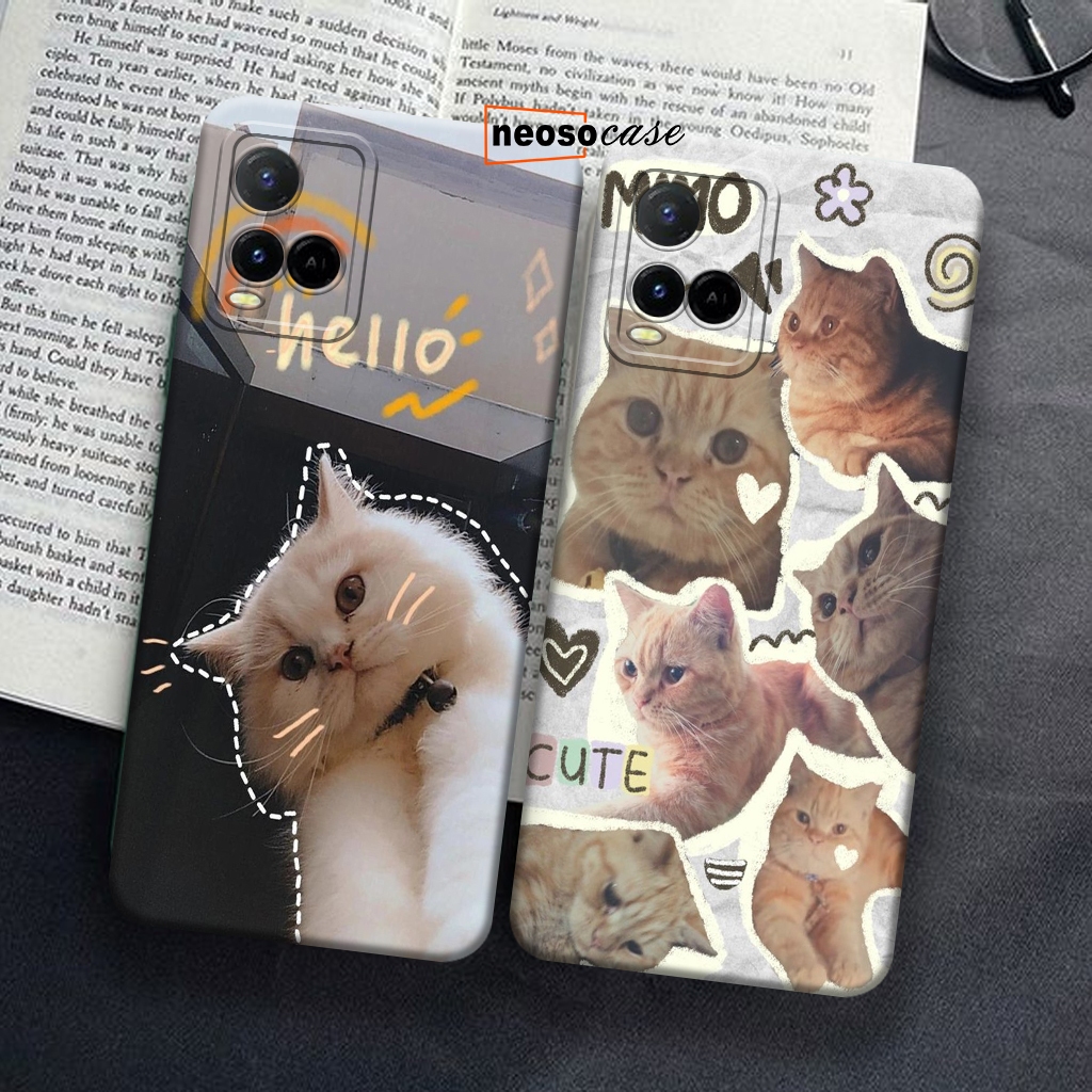 Softcase Prokamera VIVO Y21/Y21A/Y21S/Y33S/Y33T Motif Kucing full colour Kekinian Aesthetic Casing -