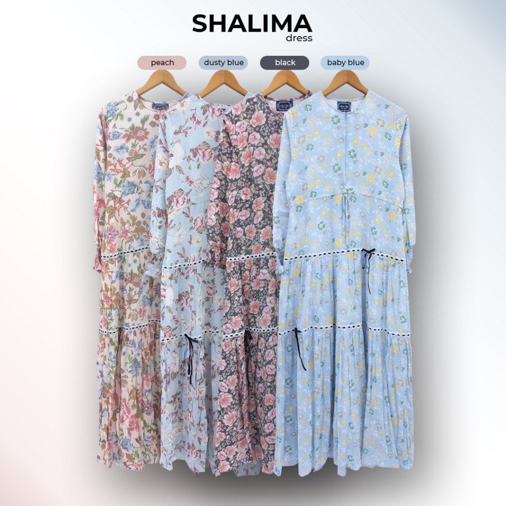 Gamis Dress Muslim Katun Motif Bunga SHALIMA by MUSTBE
