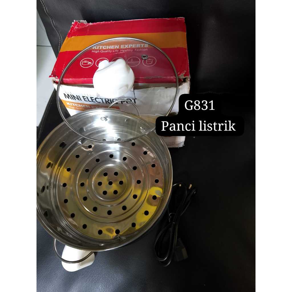 G831 PANCI LISTRIK TEKO ELEKTRIK KOMPOR SERBAGUNA 3IN 1 TUTUP KACA TIDAK LENGKET LAPISAN TE