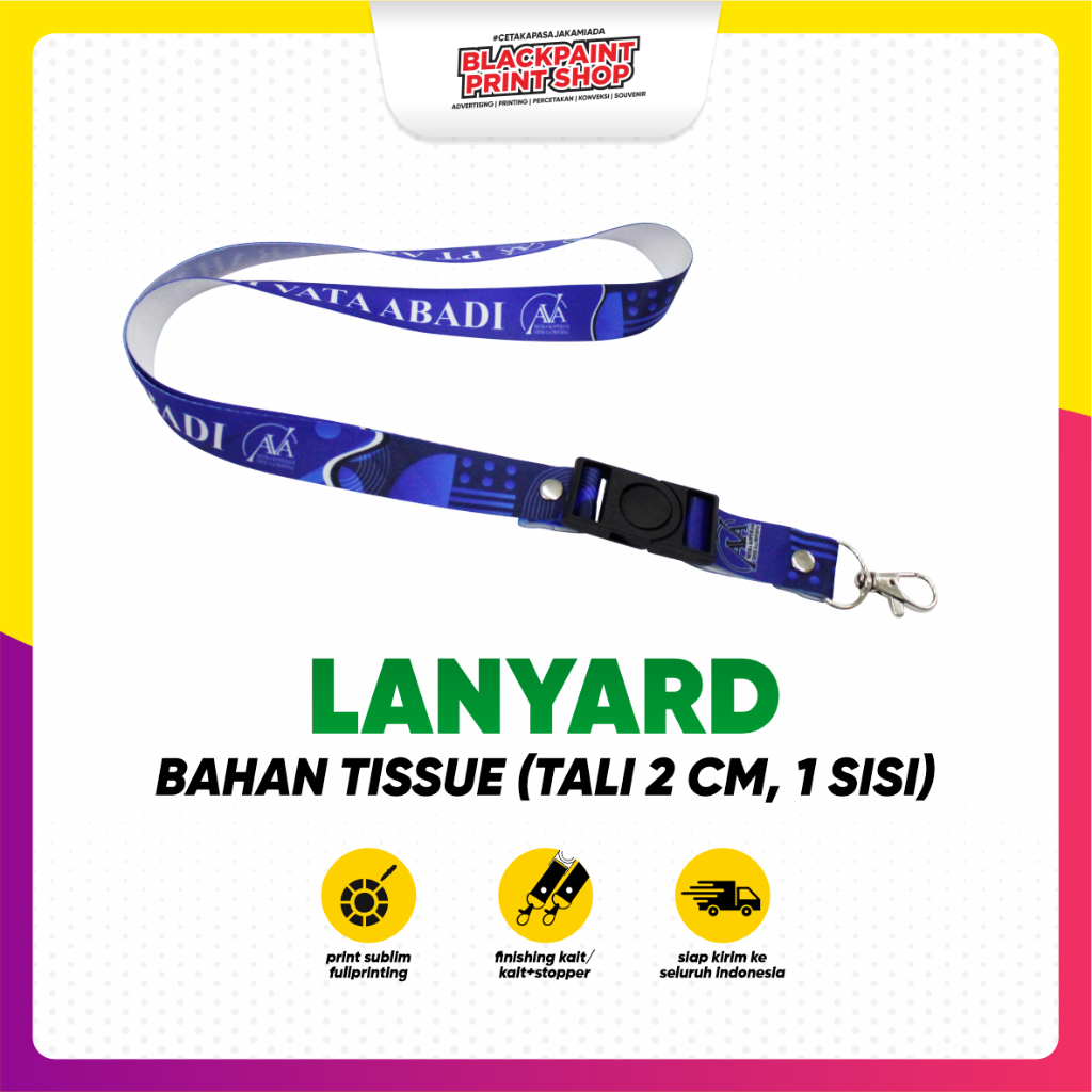 

Tali Id Card / Lanyard Sablon Full Printing / Lanyard Id Card 2 Cm (1 Sisi)