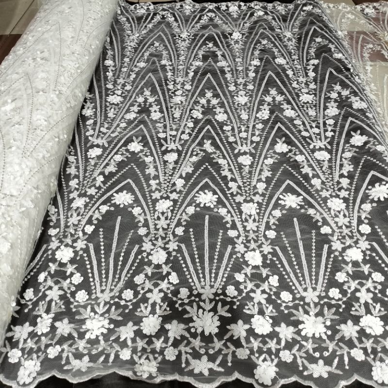 kain/bahan tile bordir squin payet