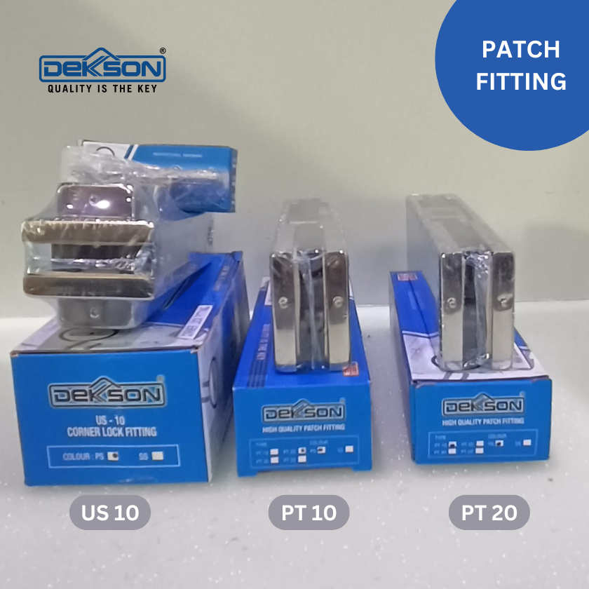 Patch Fitting Pintu Kaca Set Dekkson (PT10, PT20 dan US10 + Cylinder Lock 62mm)