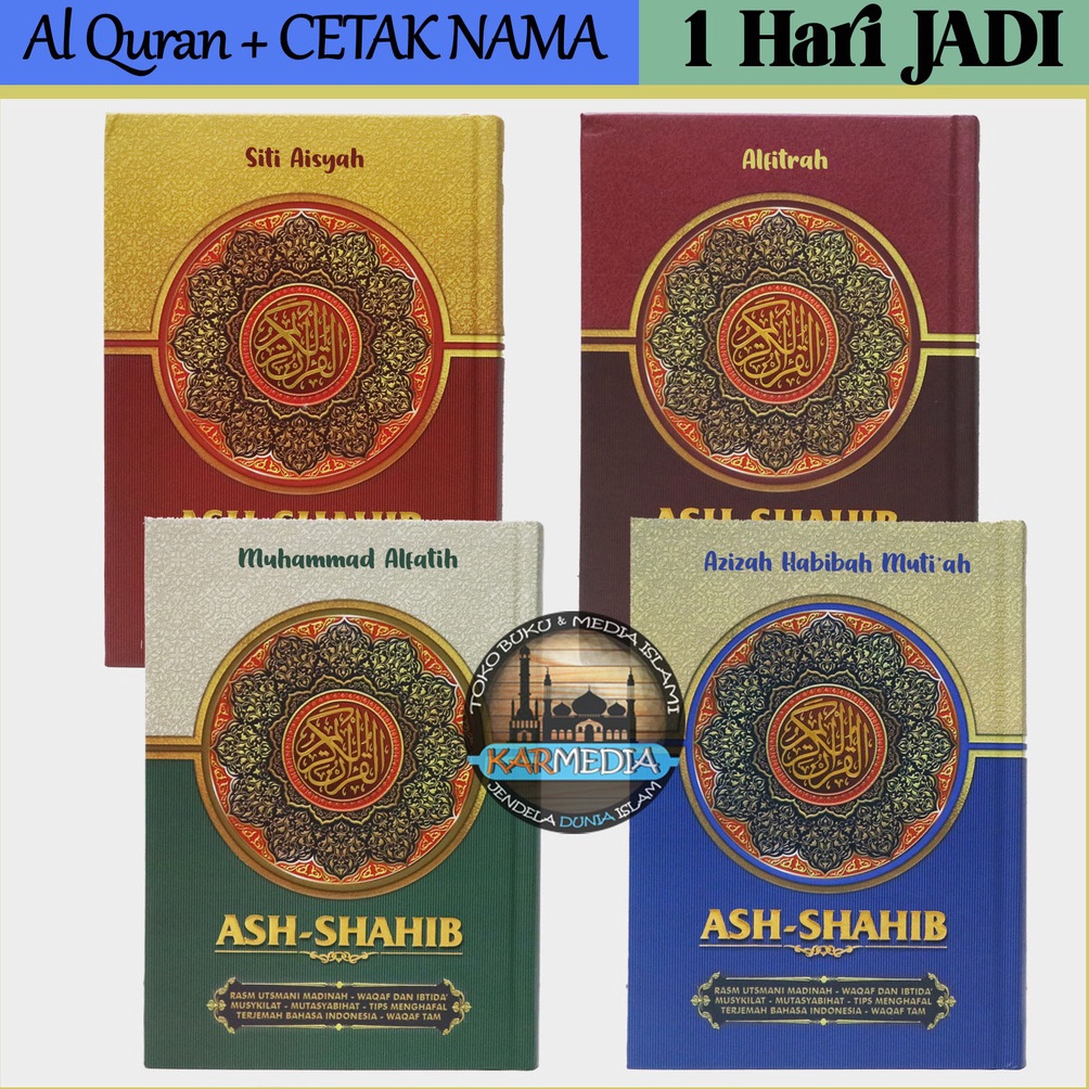 KODE H7G3 BISA CUSTOM CETAK NAMA A5 Cover Baru Mushaf Ash Shahib Rasm Utsmani Terjemahan Waqaf dan I