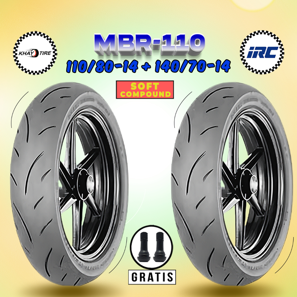 Sepasang Ban Soft Compound Motor YAMAHA AEROX IRC MBR-110 110/80-14 dan 140/70-14 Tubeless