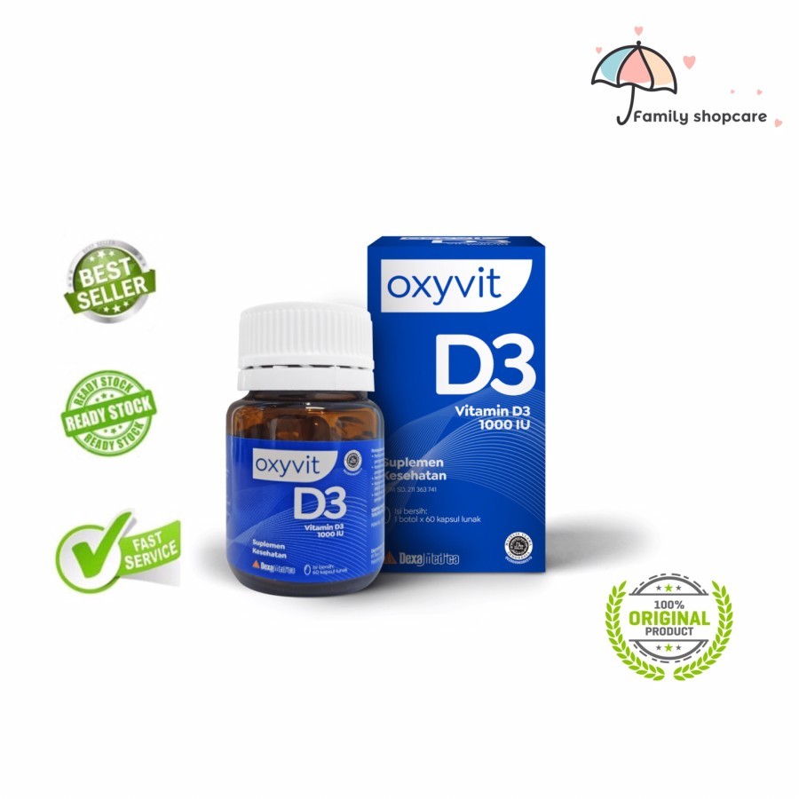 OXYVIT D3 1000 BOX ISI 60 SOFT GEL suplemen vitamin d3 halal