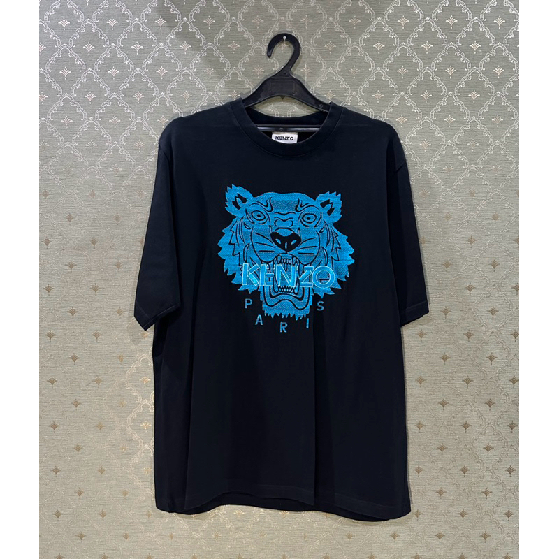 Kenzo Tiger Blue Embroidery Tee Black Original