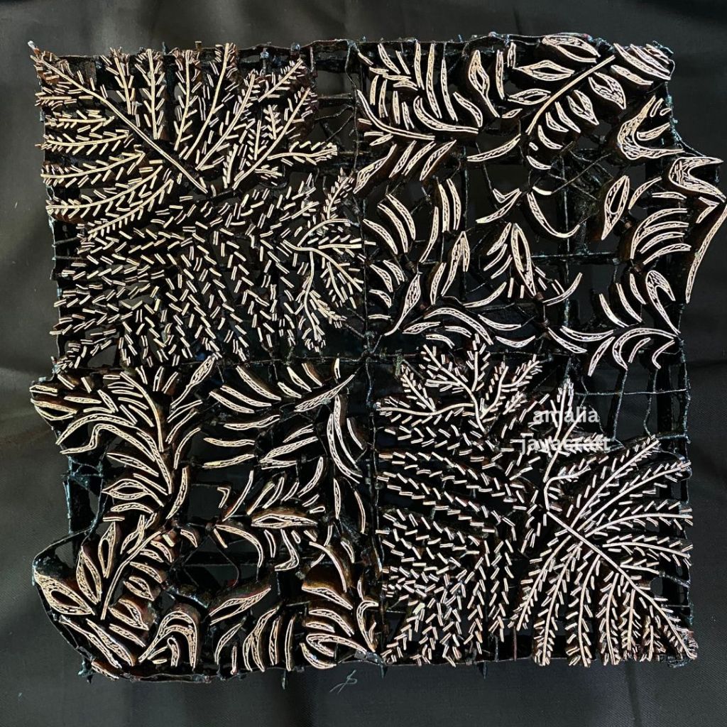 alat cap batik tembaga motif daun kolase canting cap batik