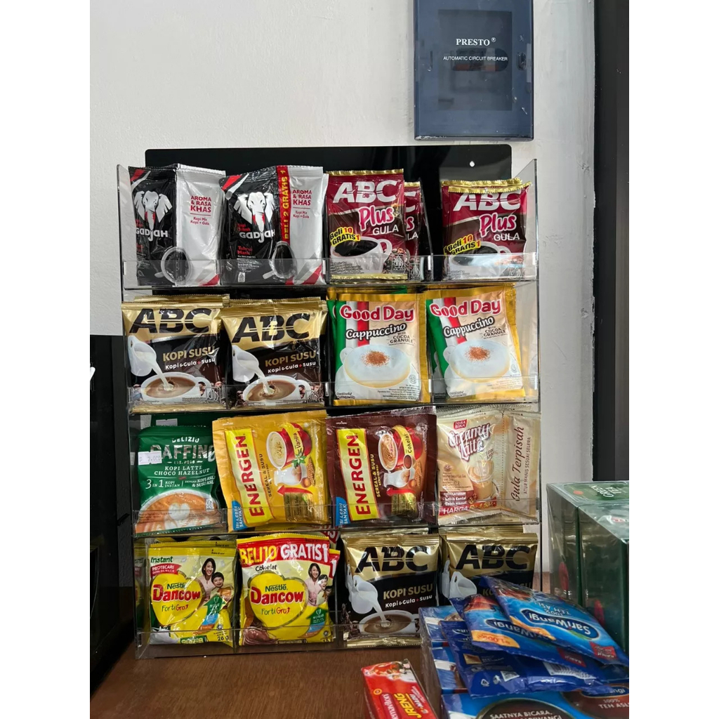 AKRILIK RAK KOPI ISI 16 DINDING