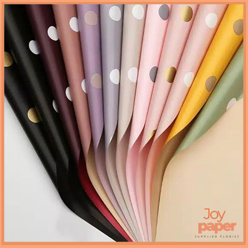 

Flower Wrapping Polkadot Cellophane Kertas Buket Bunga Polkadot Korea (58 x 58cm) - Ecer KB11
