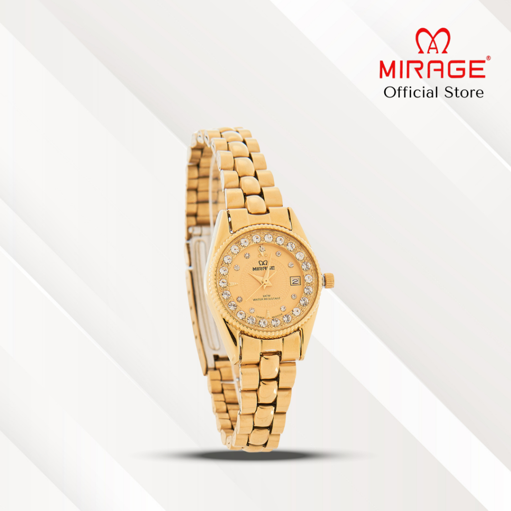 Mirage Jam Tangan Wanita Permata Analog RX 1580 L Gold Original Stainless
