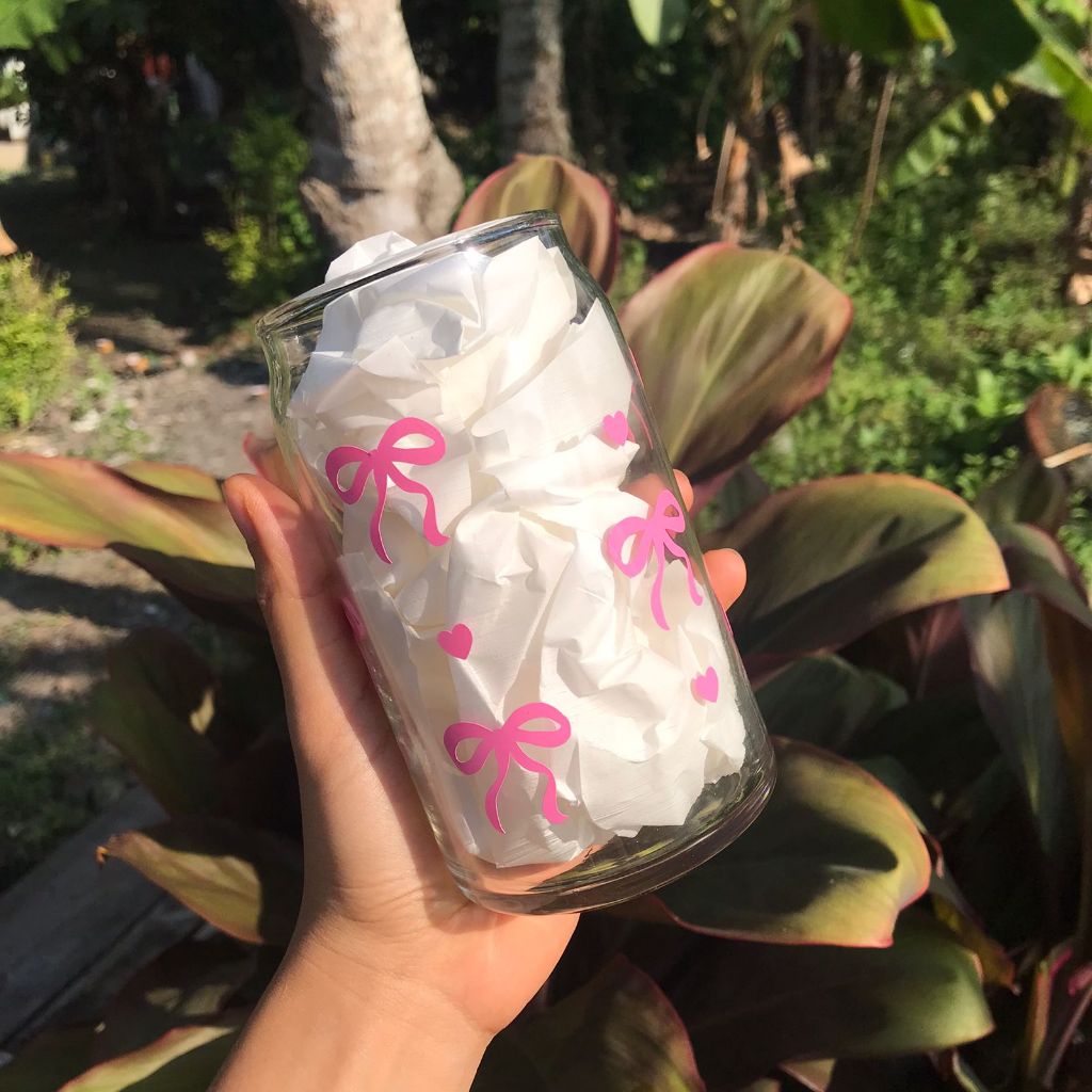 Gelas coquette korea/ gelas kaca aesthetic/ gelas pita pink