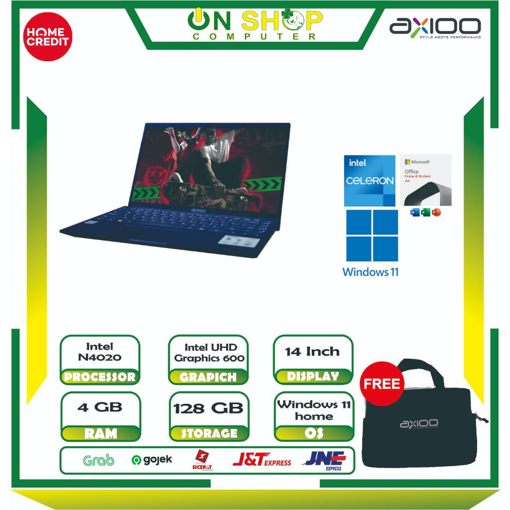 LAPTOP LOKAL 2 JUTAAN UNTUK SEKOLAH AXIOO Mybook HYPE 1 INTEL N4020 RAM 4GB SSD 128GB WINDOWS 11 Hom